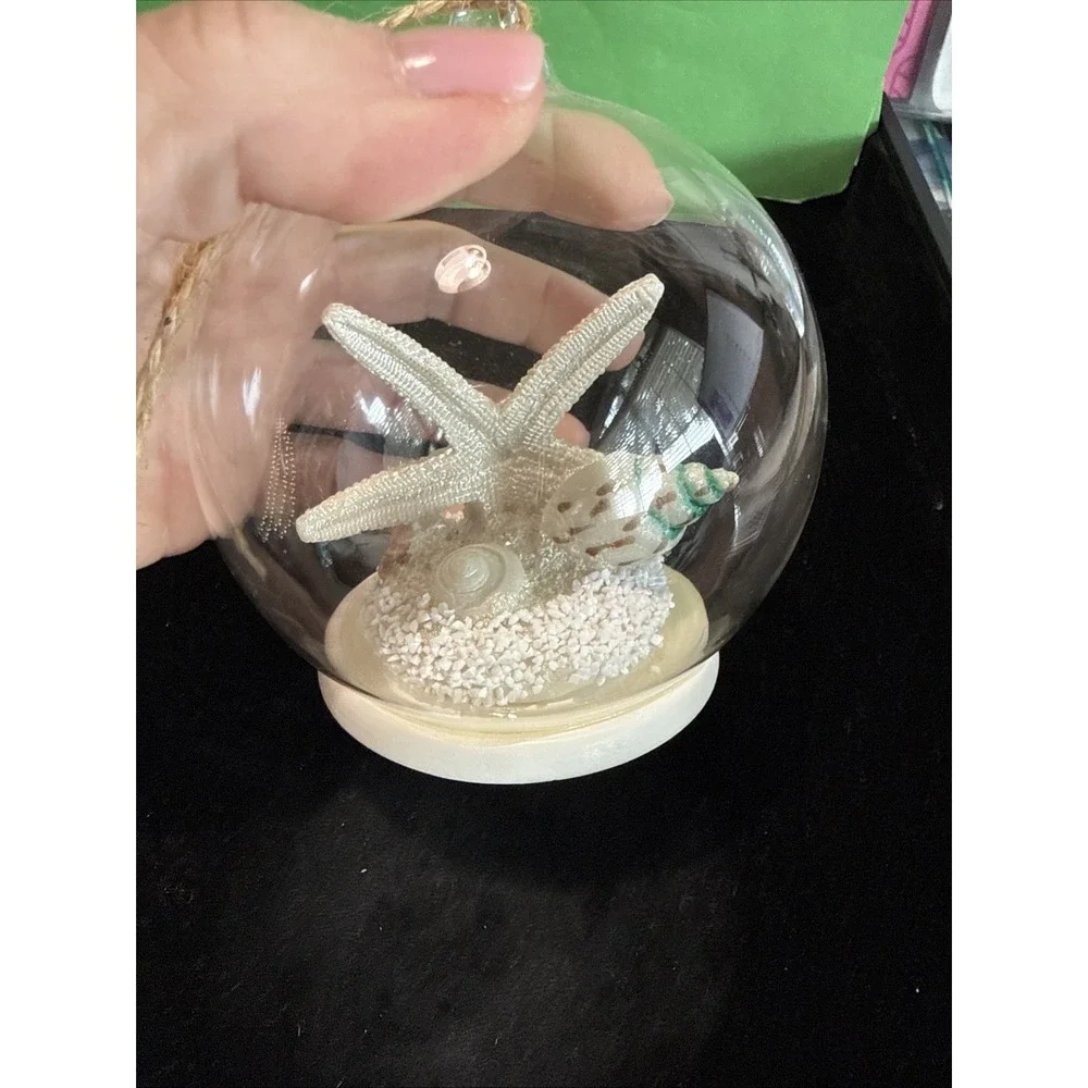 Nautical starfish Beach glass ornament white globe Xmas tree new